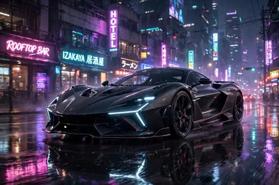 Luxury supercar AI video still