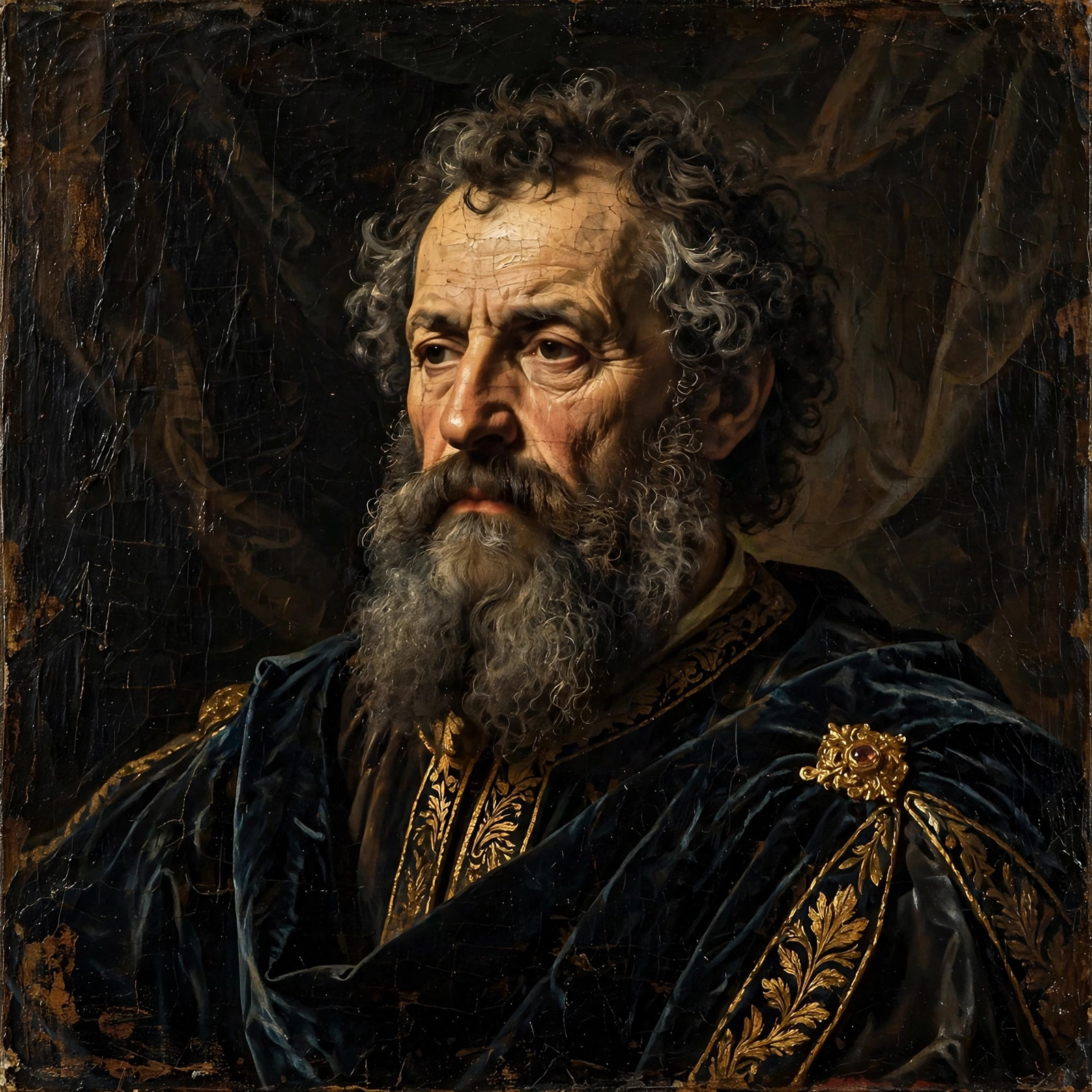 Renaissance oil painting AI portrait with chiaroscuro lighting